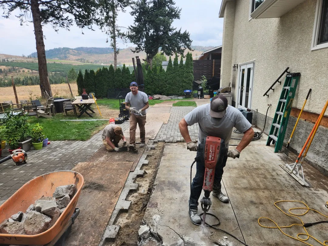Sweet yards landscaping team working on landscaping job